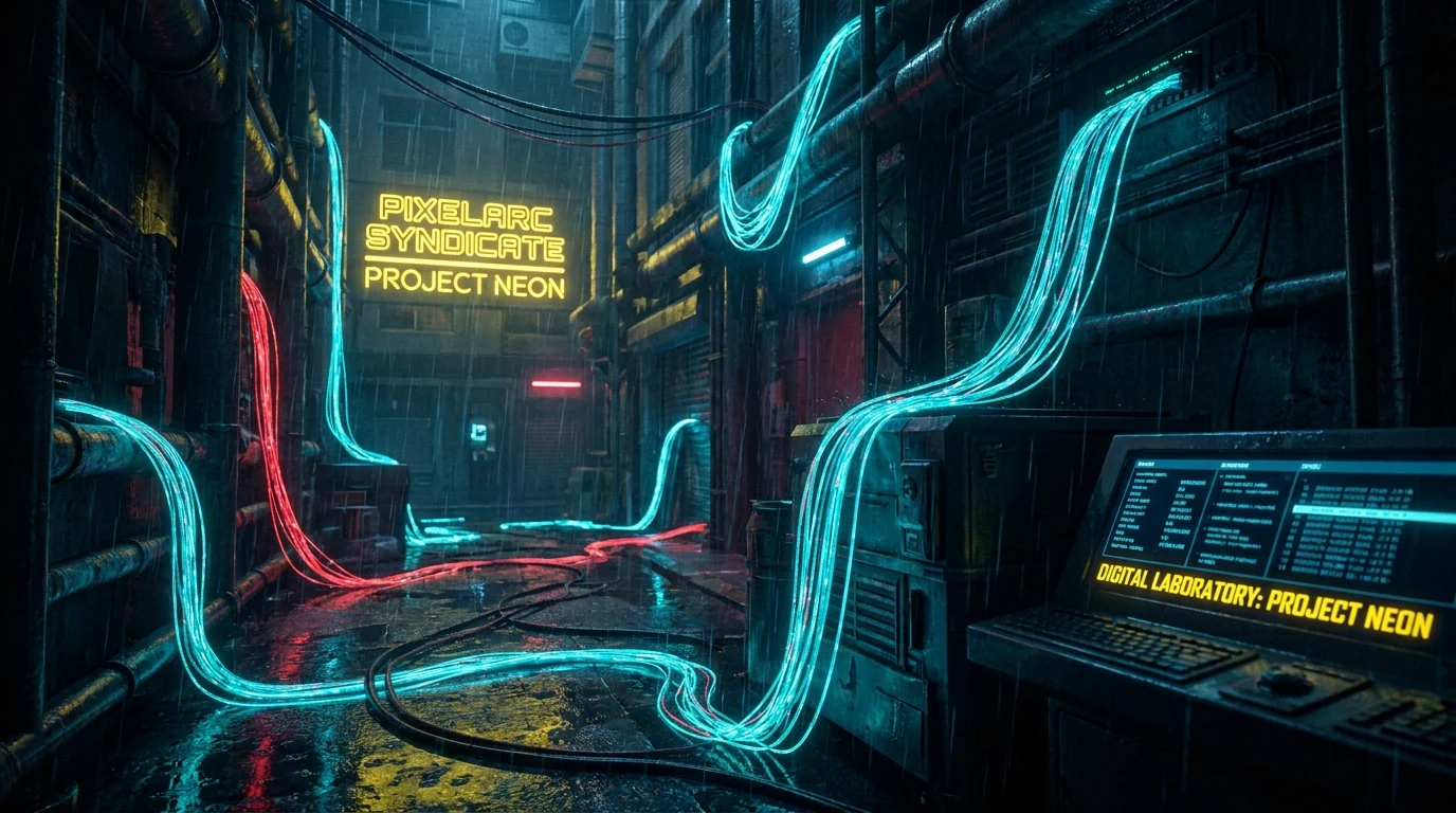A cinematic tech-noir scene for Project Neon