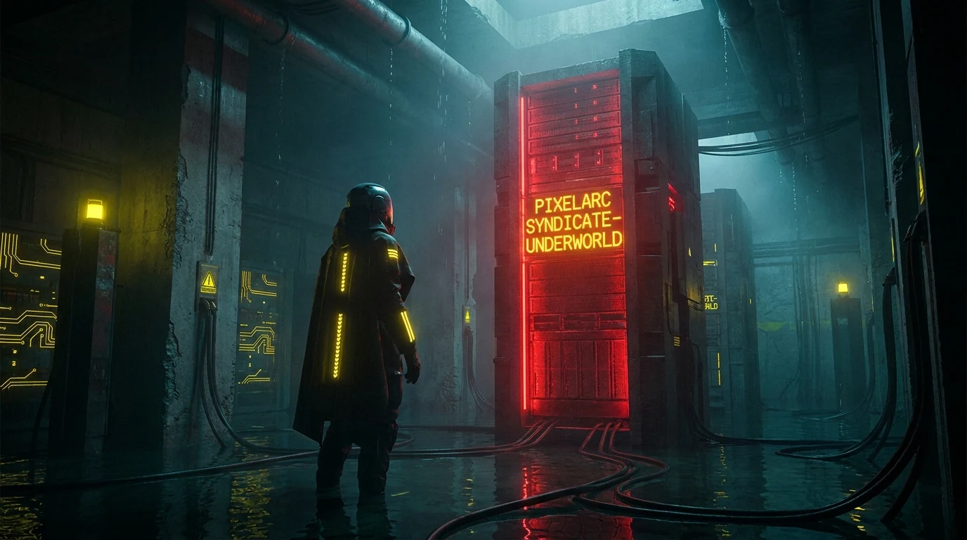 A cinematic tech-noir scene for the Underworld production