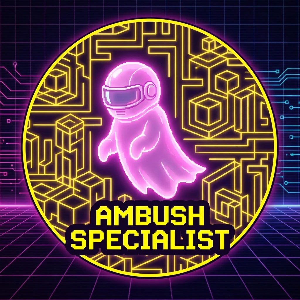 Pinky: a sleek pink ghost with a visor
