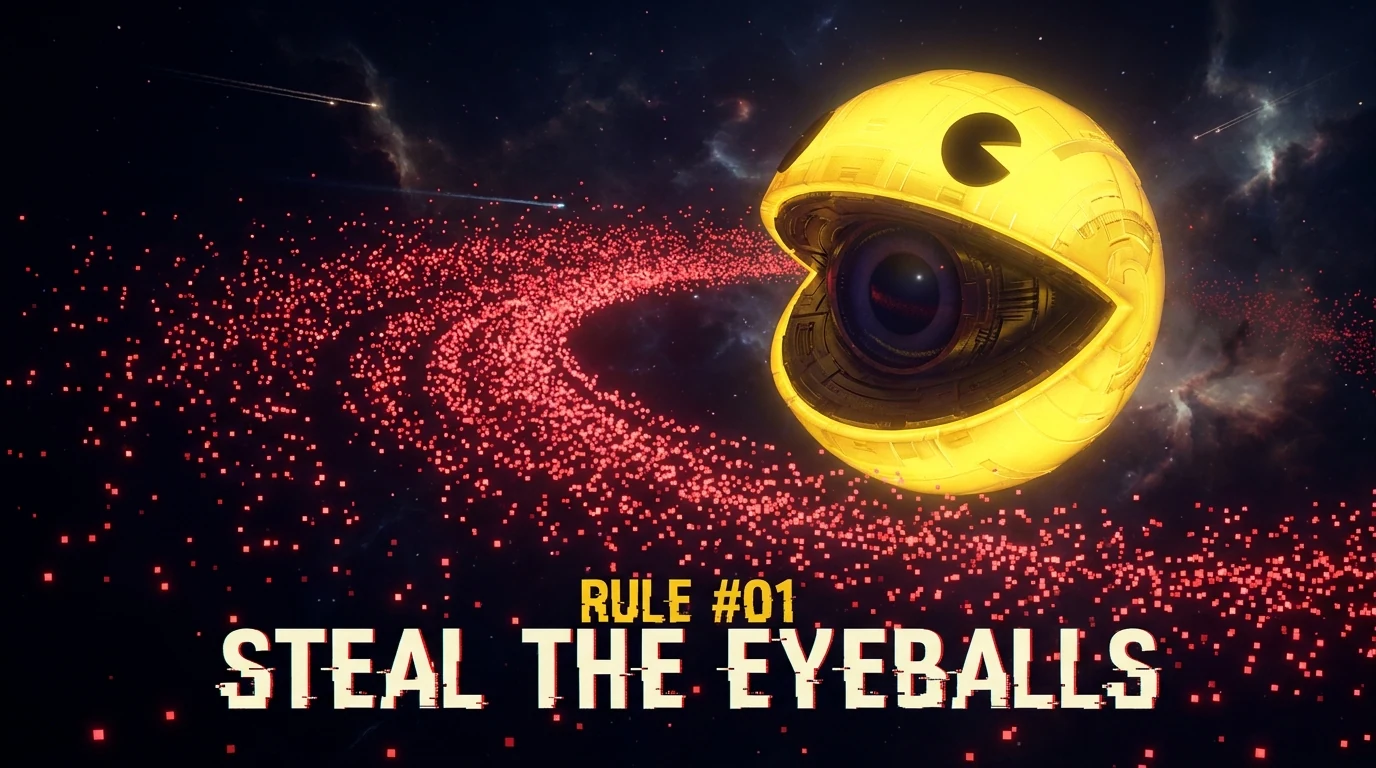 Rule 01, Steal the Eyeballs: a giant eye caught in the campaign light